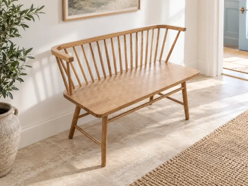 Meadow Bench in a styled home setting