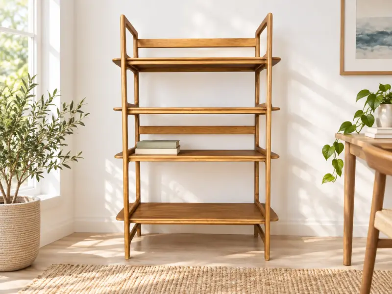 Stack Wood Rack in a styled home setting